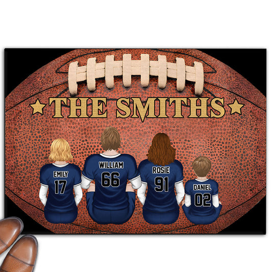 American Football Family - Personalized Custom Doormat