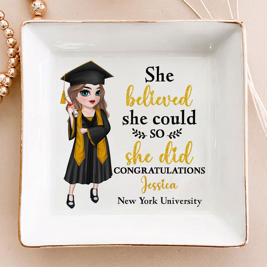 She Believed She Could - Personalized Custom Jewelry Dish