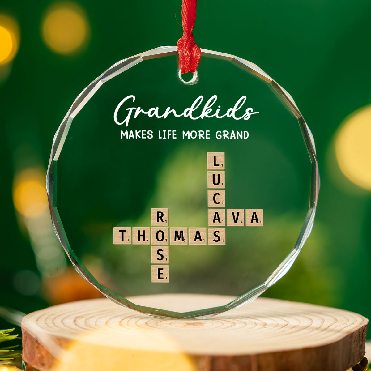 Grandkids Make Every Day Brighter - Personalized Custom Glass Ornament
