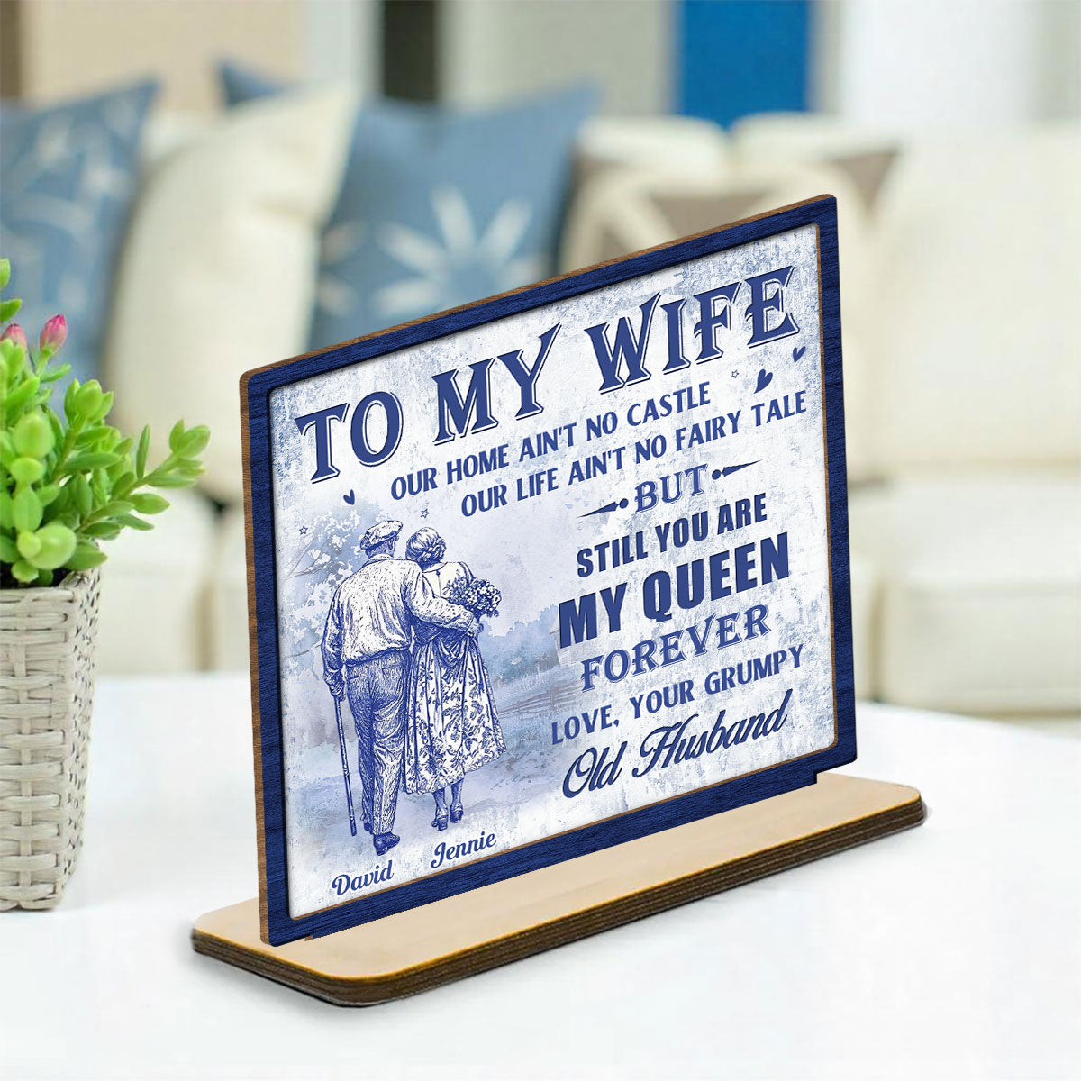 My Love - Personalized Custom 2-Layer Wood Plaque With Flat Base