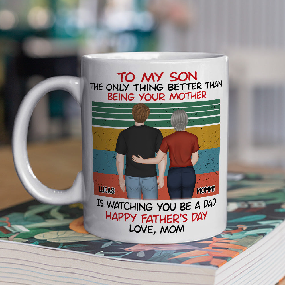Awesome Son Better Dad Back View - Personalized Custom Coffee Mug