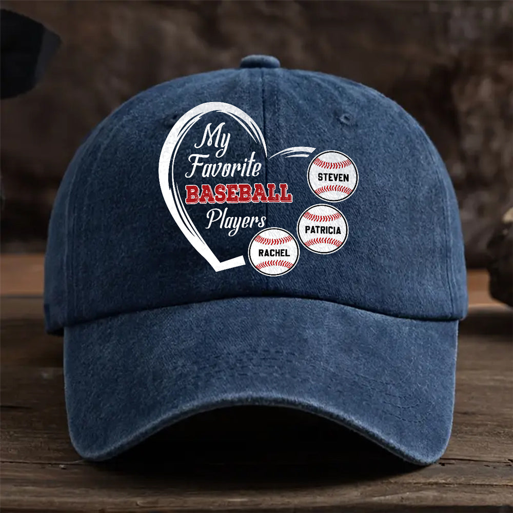 Favorite Players On My Cap - Personalized Custom Vintage Washed Denim Cap