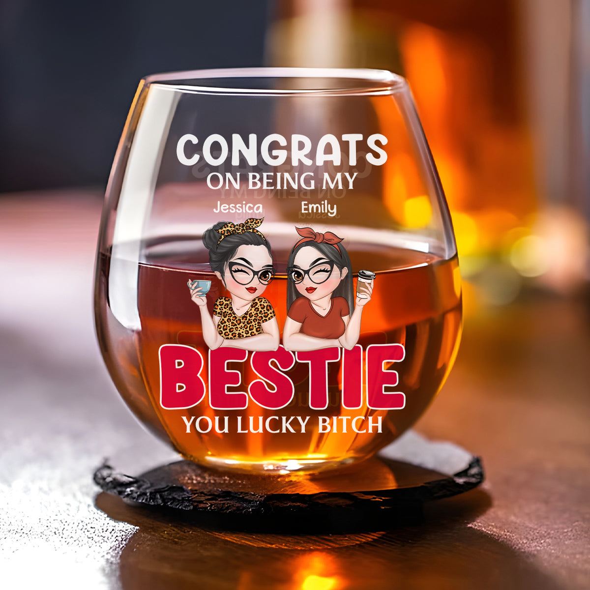 Lucky To Have A Friend Like You - Personalized Custom Wine Glass