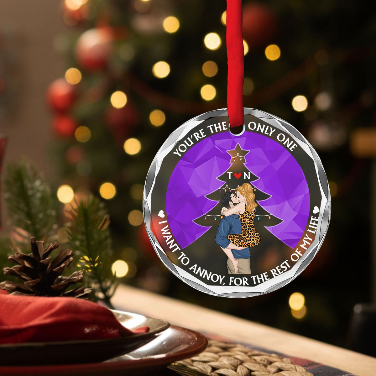 Annoying Each Other - Personalized Custom Glass Ornament