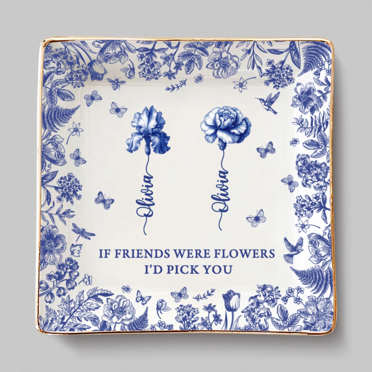 I Would Pick You Toile - Personalized Custom Jewelry Dish