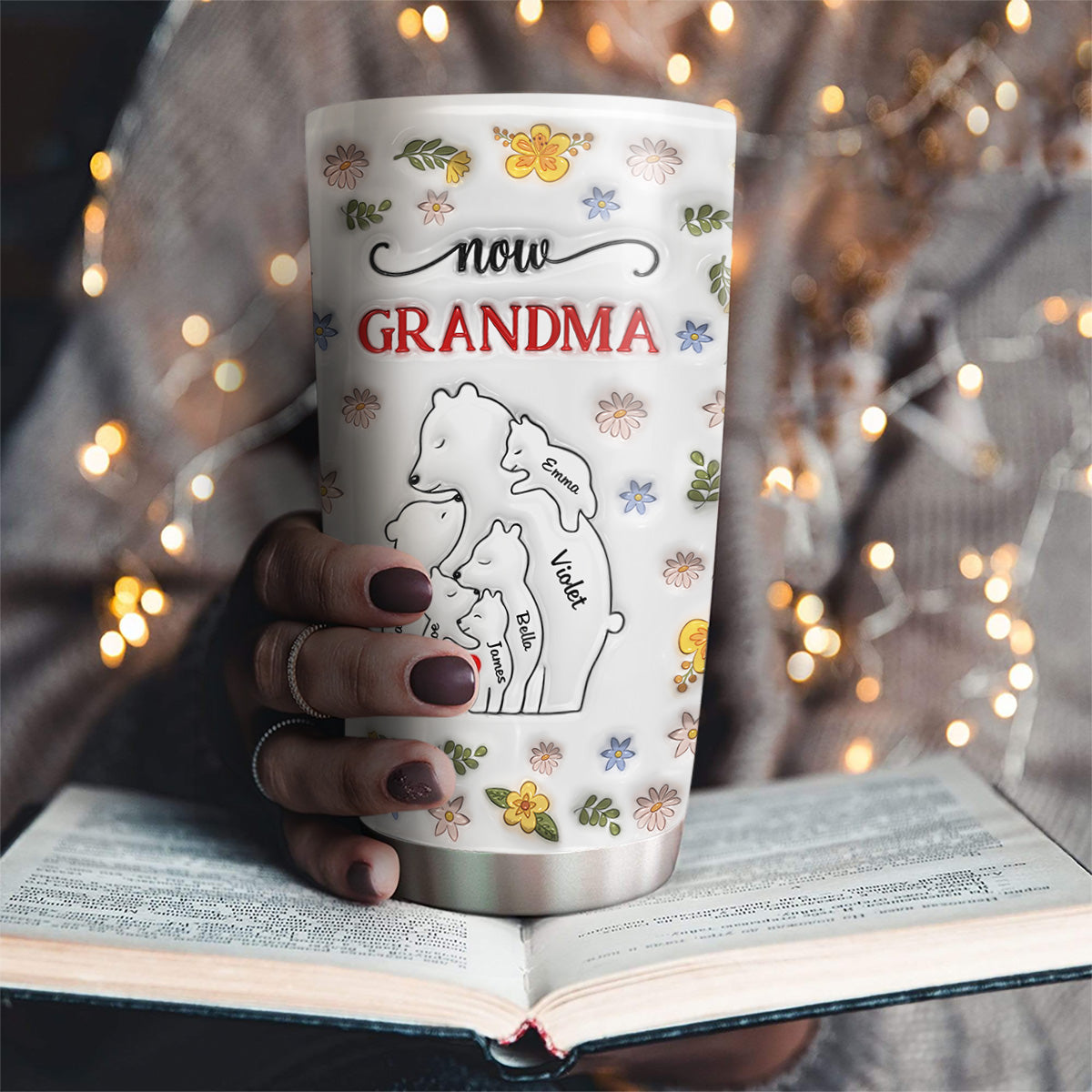 First Mom Now Grandma Bear - Personalized Custom 3D Inflated Effect Tumbler