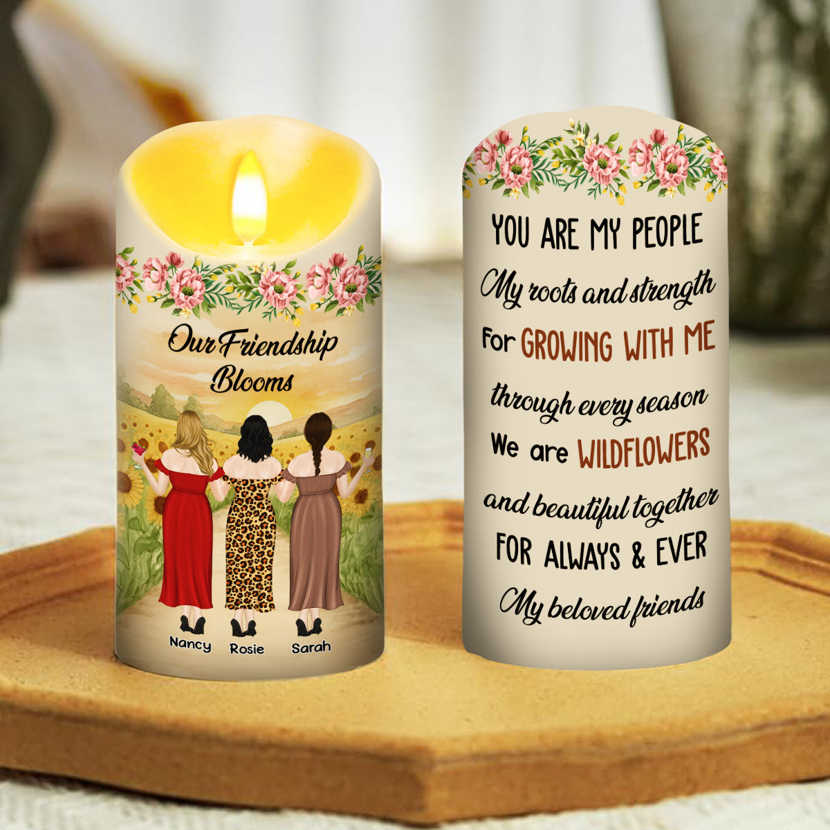 Wildflower Friendship - Personalized Custom LED Candle