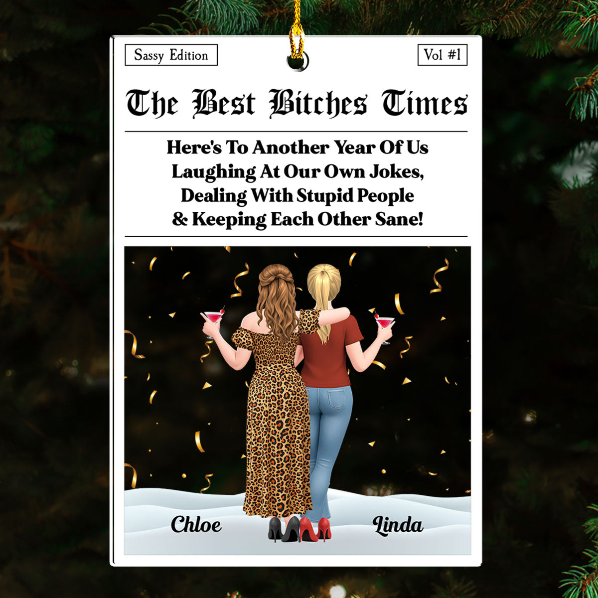 Bestie Times Newspaper - Personalized Custom Acrylic Ornament