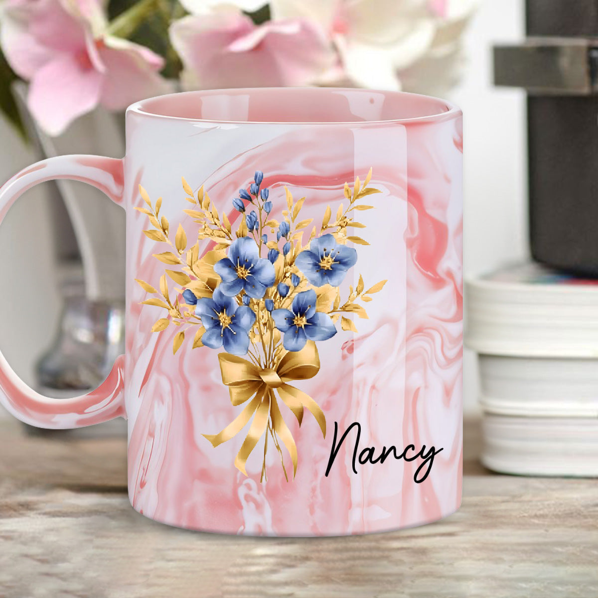 You Make My World Brighter Just By Being In It - Personalized Custom Pink Marble Mug
