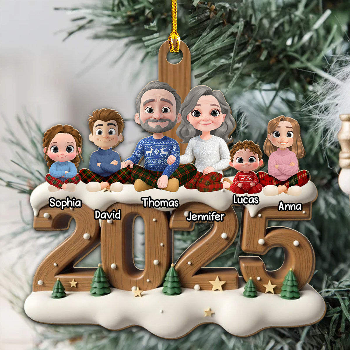 Our Family Now Onwards - Personalized Custom 3D Effect Wood Ornament