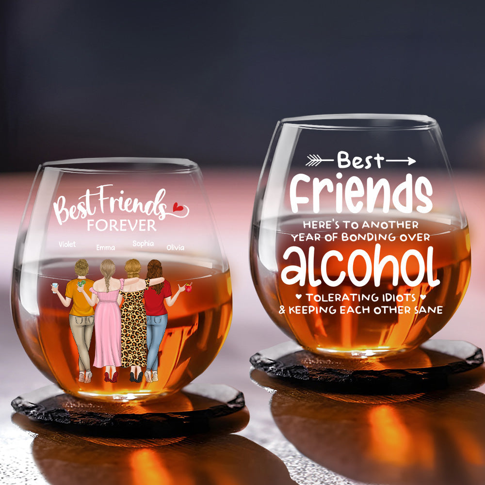 Laughing & Keeping Each Other Sane - Personalized Custom Wine Glass