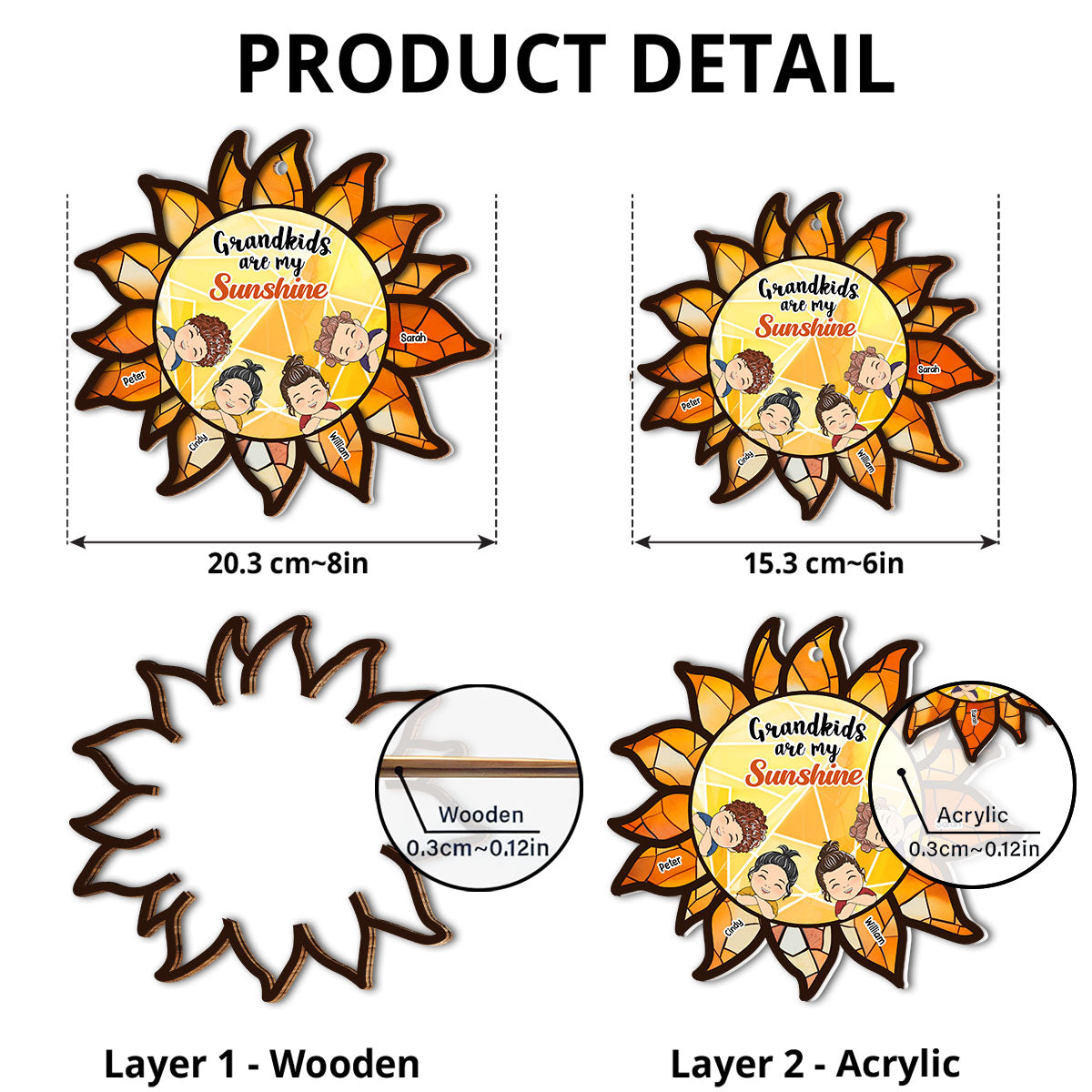 Grandkids Are My Sunshine - Personalized Custom Suncatcher