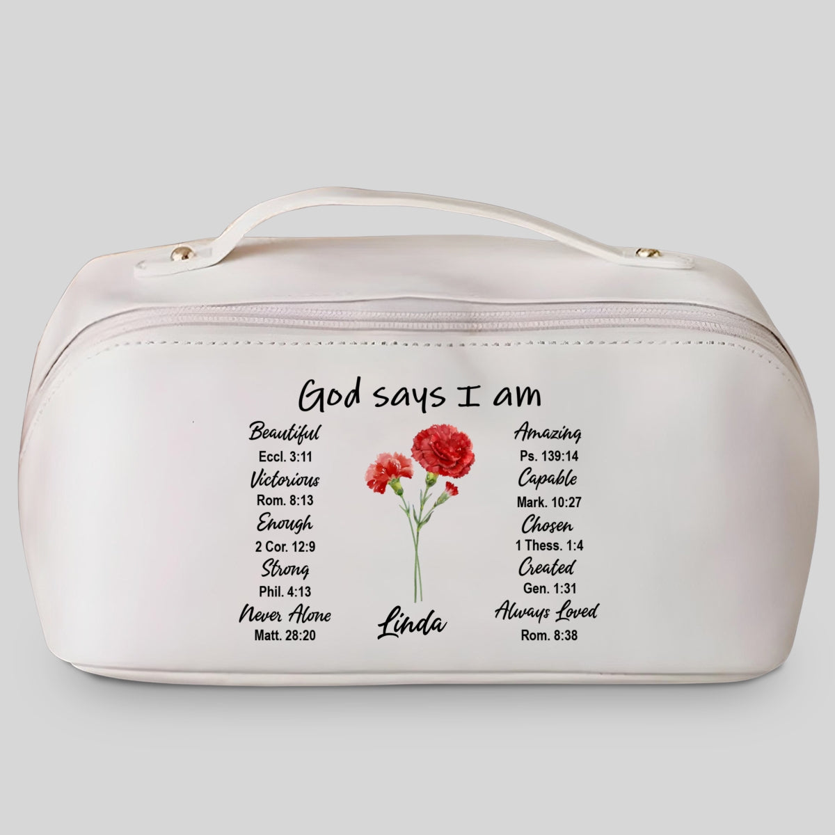 God Says I Am - Personalized Custom Leather Makeup Bag