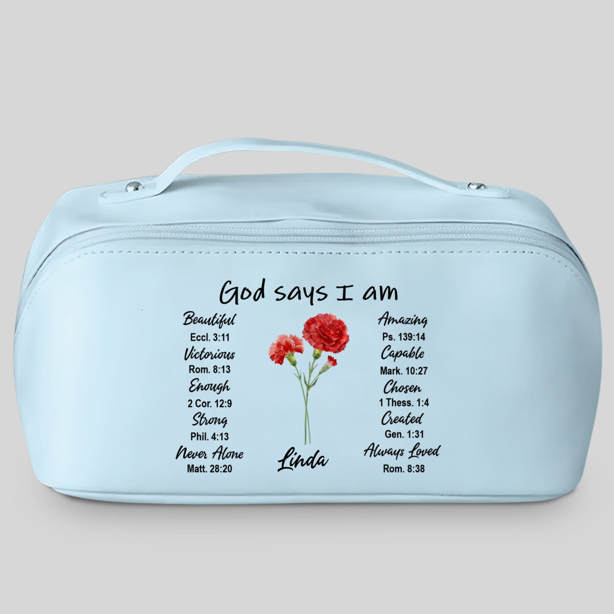 God Says I Am - Personalized Custom Leather Makeup Bag