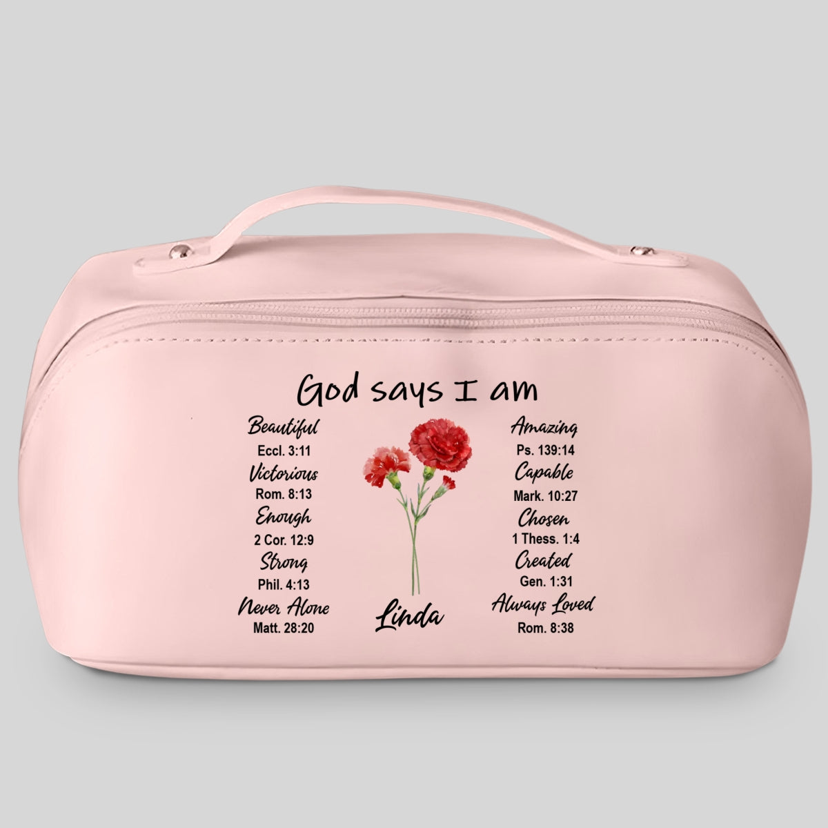 God Says I Am - Personalized Custom Leather Makeup Bag