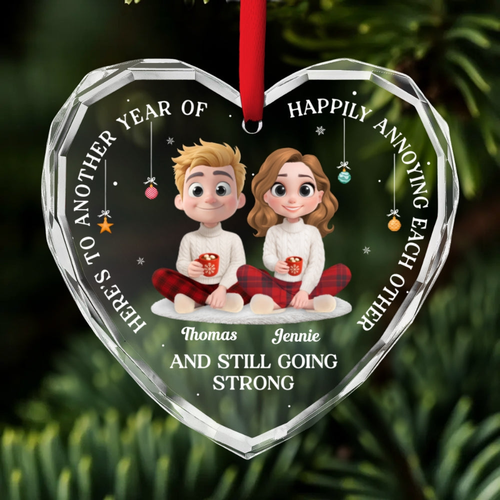 Another Year Of Happily - Personalized Custom Glass Ornament