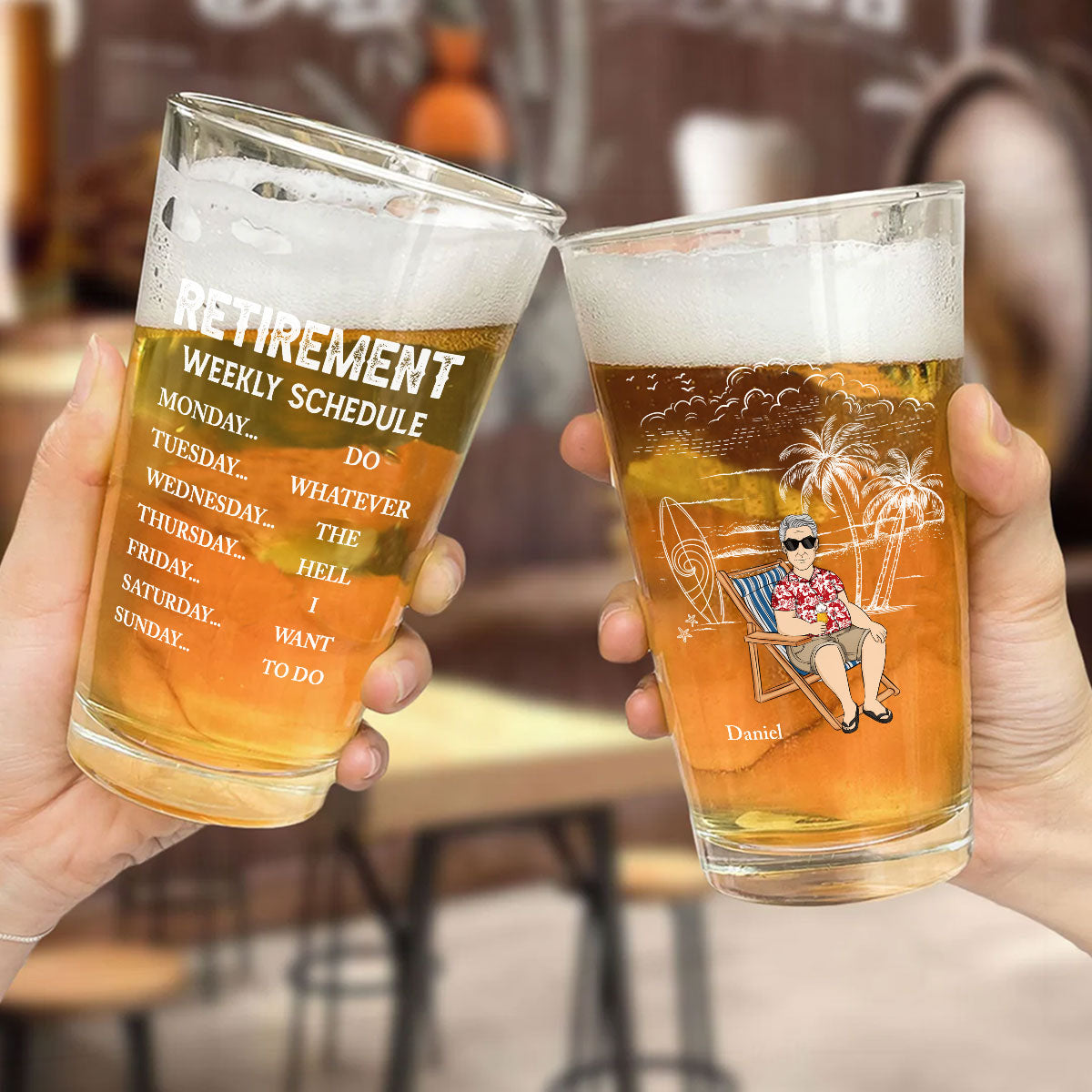 Retirement Schedule - Personalized Custom Beer Glass