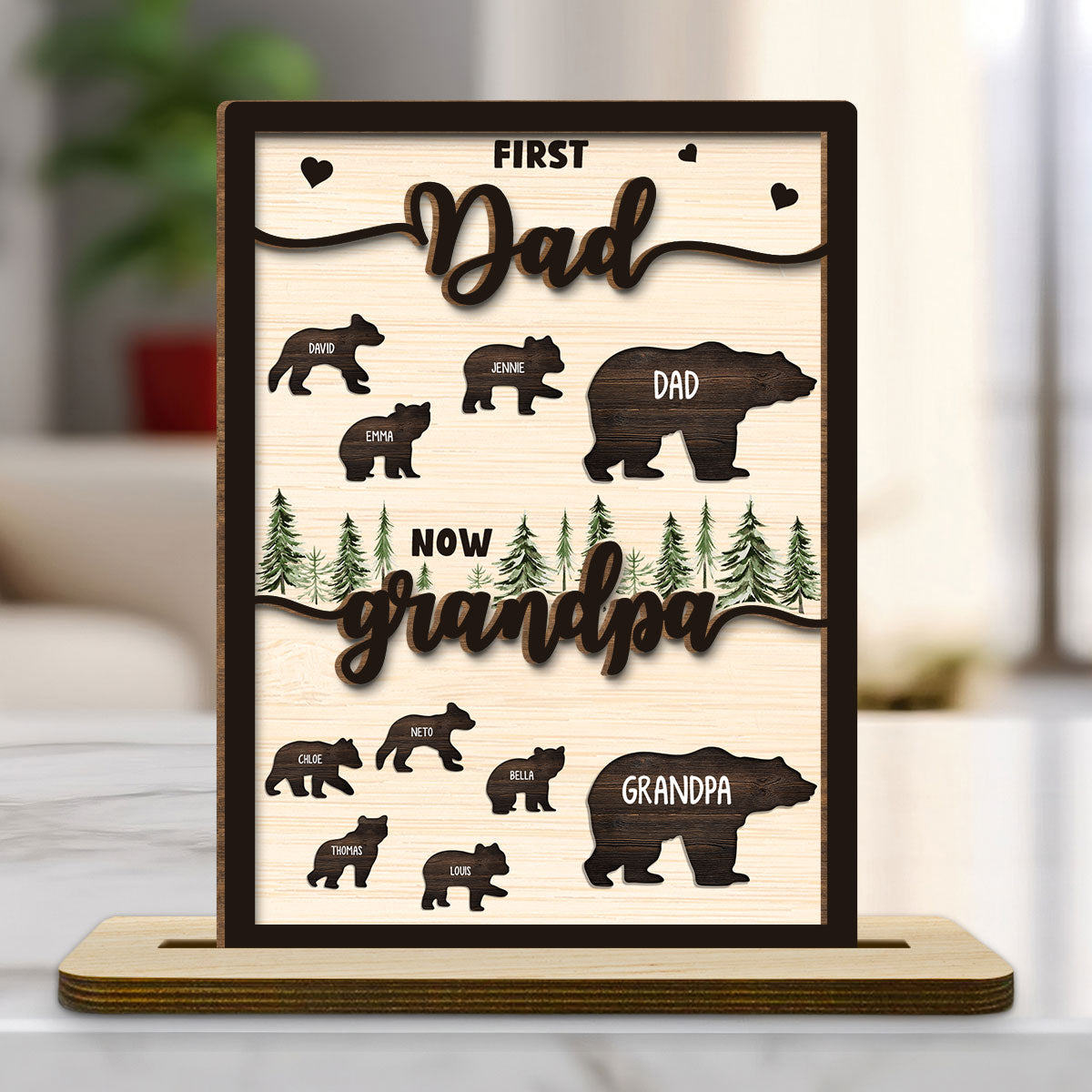 Was Dad Now Called Grandpa  - Personalized Custom 2-Layer Wood Plaque With Flat Base