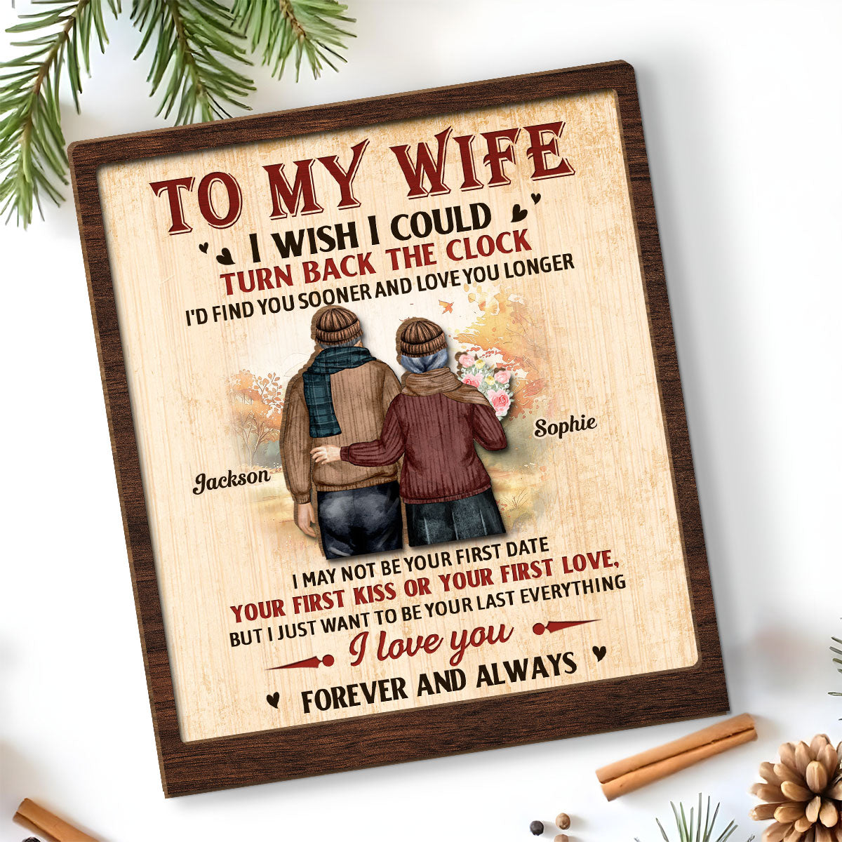 Love You Longer - Personalized Custom 2-Layer Wood Plaque With Flat Base