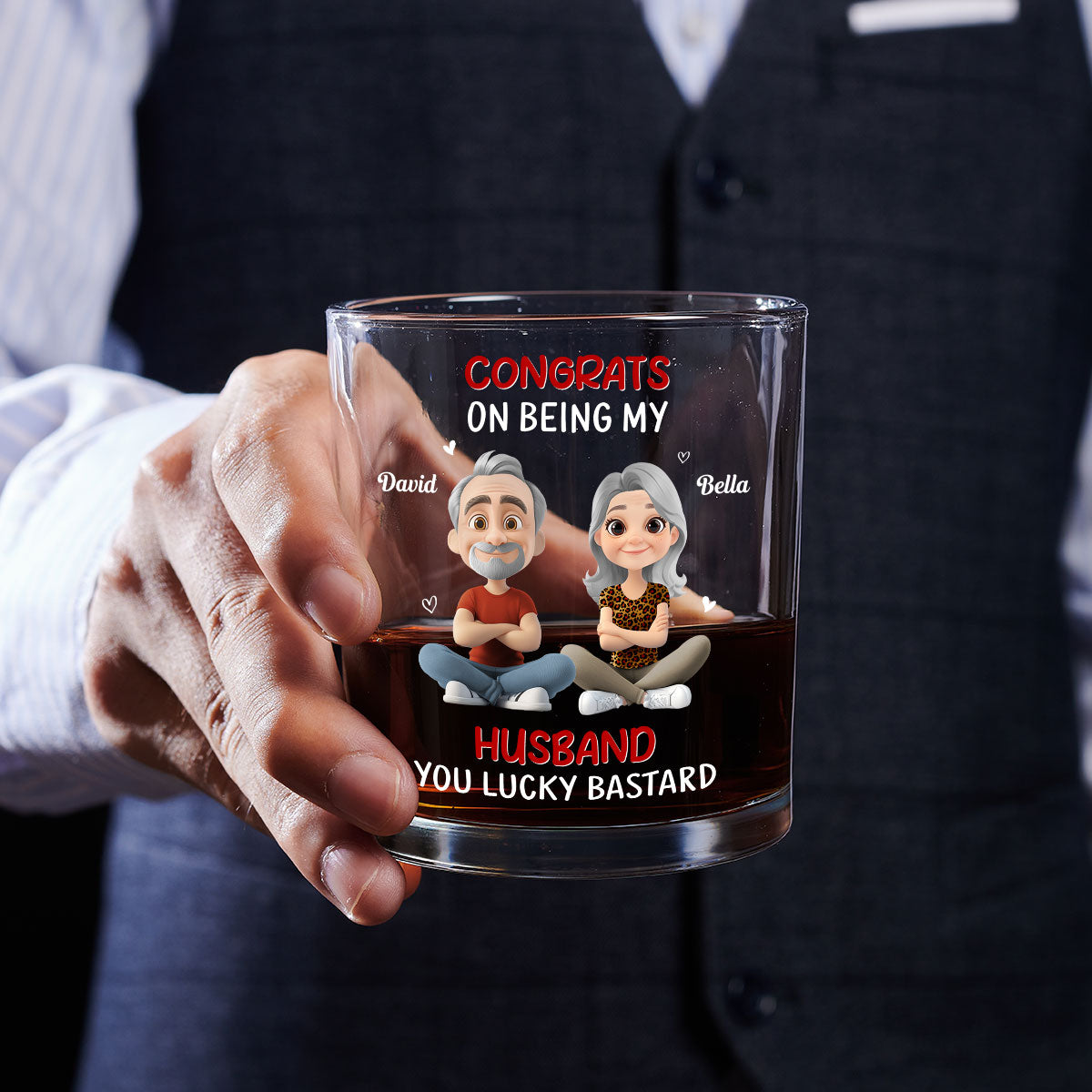 Congrats My Husband - Personalized Custom Whiskey Glass