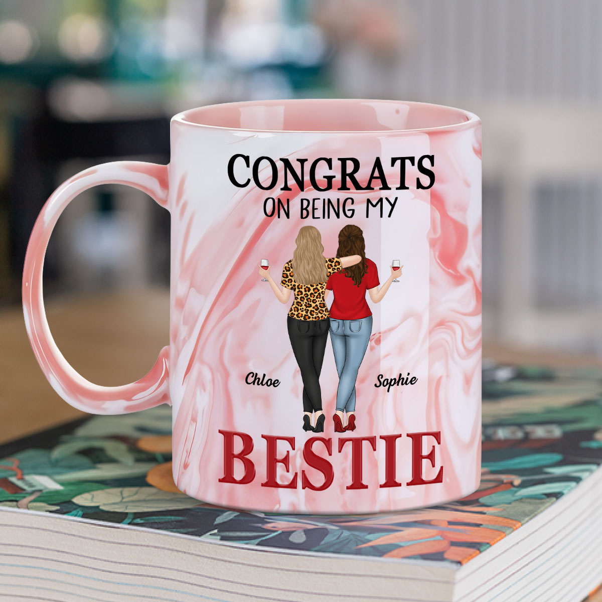 My Lovely Besties - Personalized Custom Pink Marble Mug
