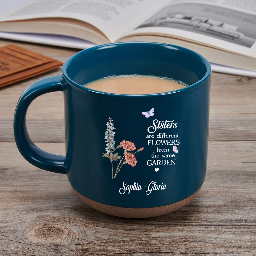 Floral Sisters Forever - Personalized Custom Pottery Mug
