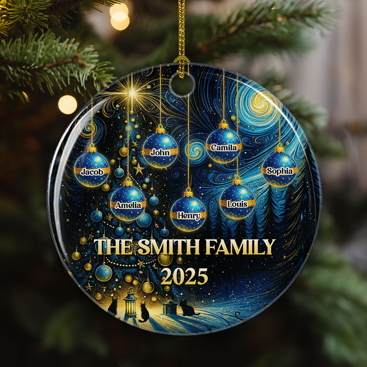 Family Together 2025 - Personalized Custom Ceramic Ornament