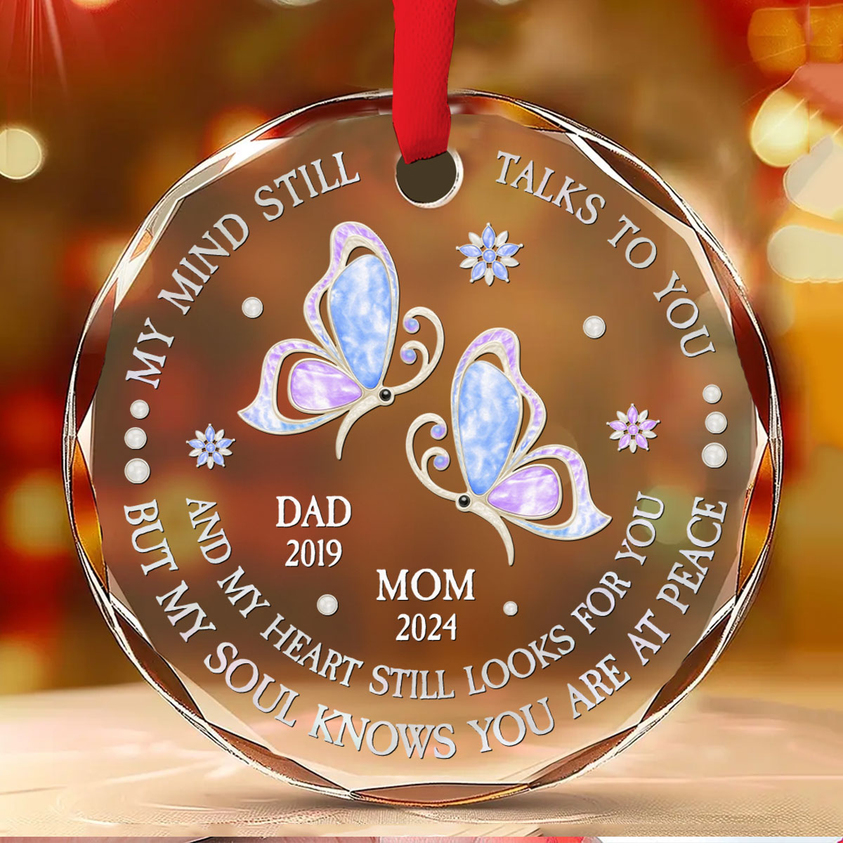 I Miss You But My Soul Knows You Are At Peace - Personalized Custom Glass Ornament