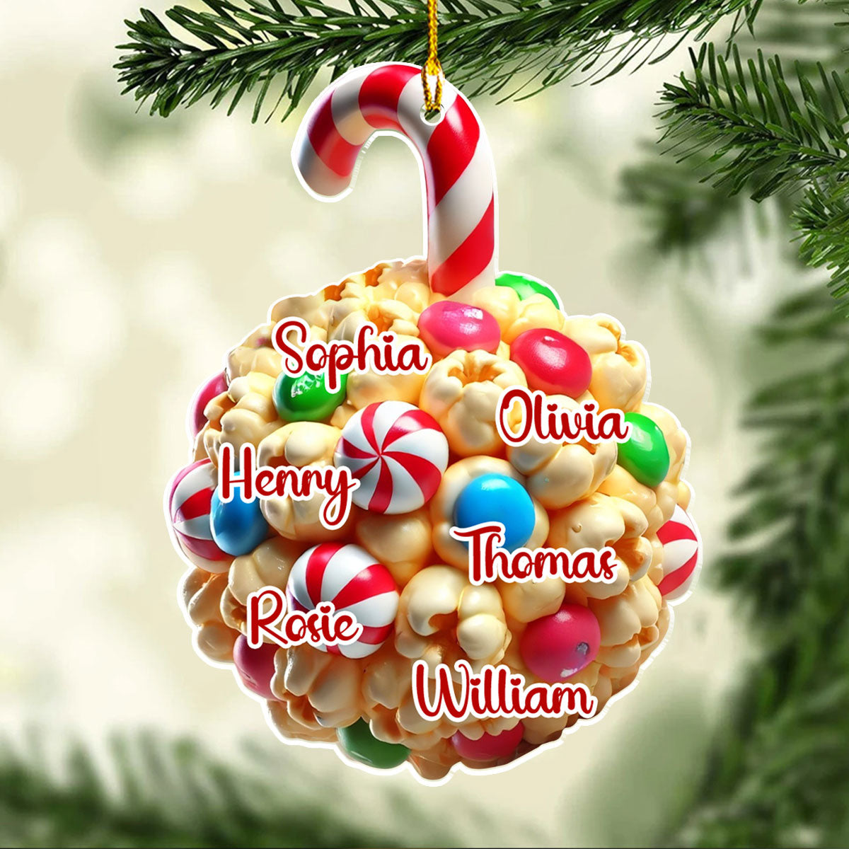 Popcorn Ball Custom Family Name - Personalized Custom Acrylic Ornament