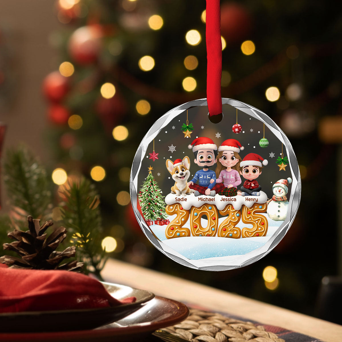 Family Of This Year - Personalized Custom Glass Ornament