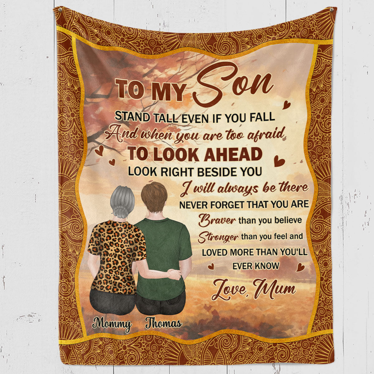 My Brave Grandson - Personalized Custom Fleece Blanket