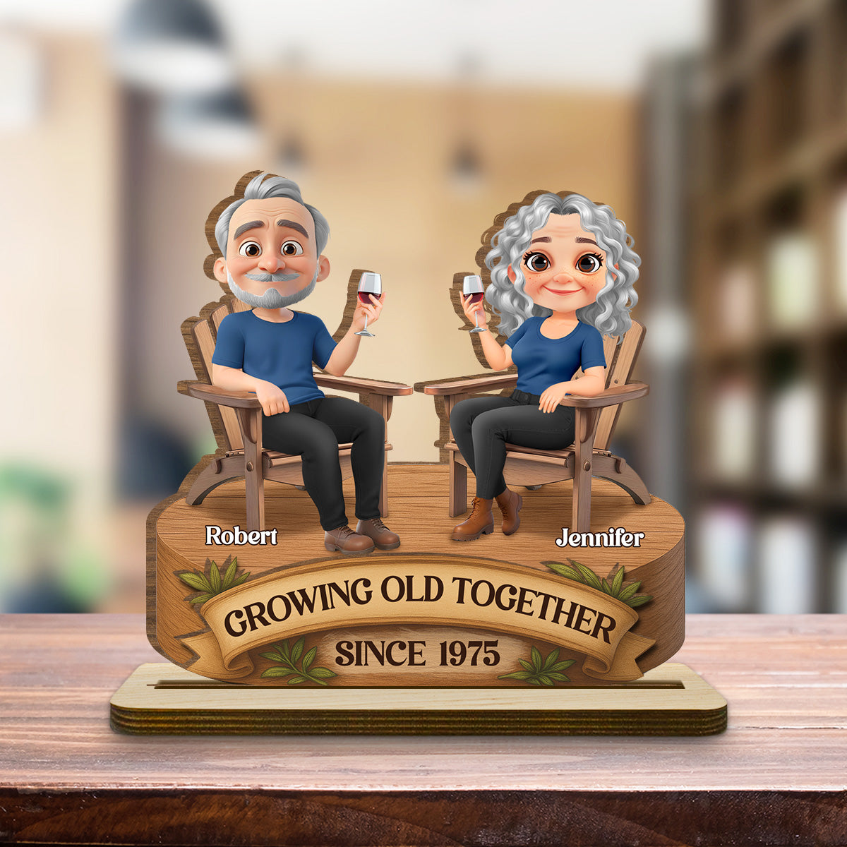 Love That Grows With Time - Personalized Custom 2-Layer Wood Plaque With Flat Base