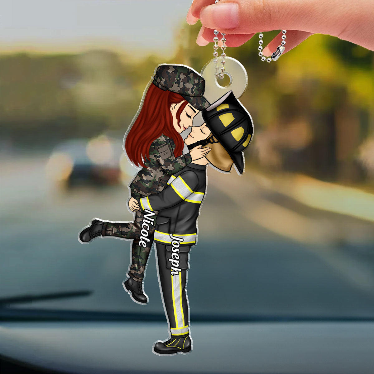 Hero Couple Kissing - Personalized Custom Car Ornament