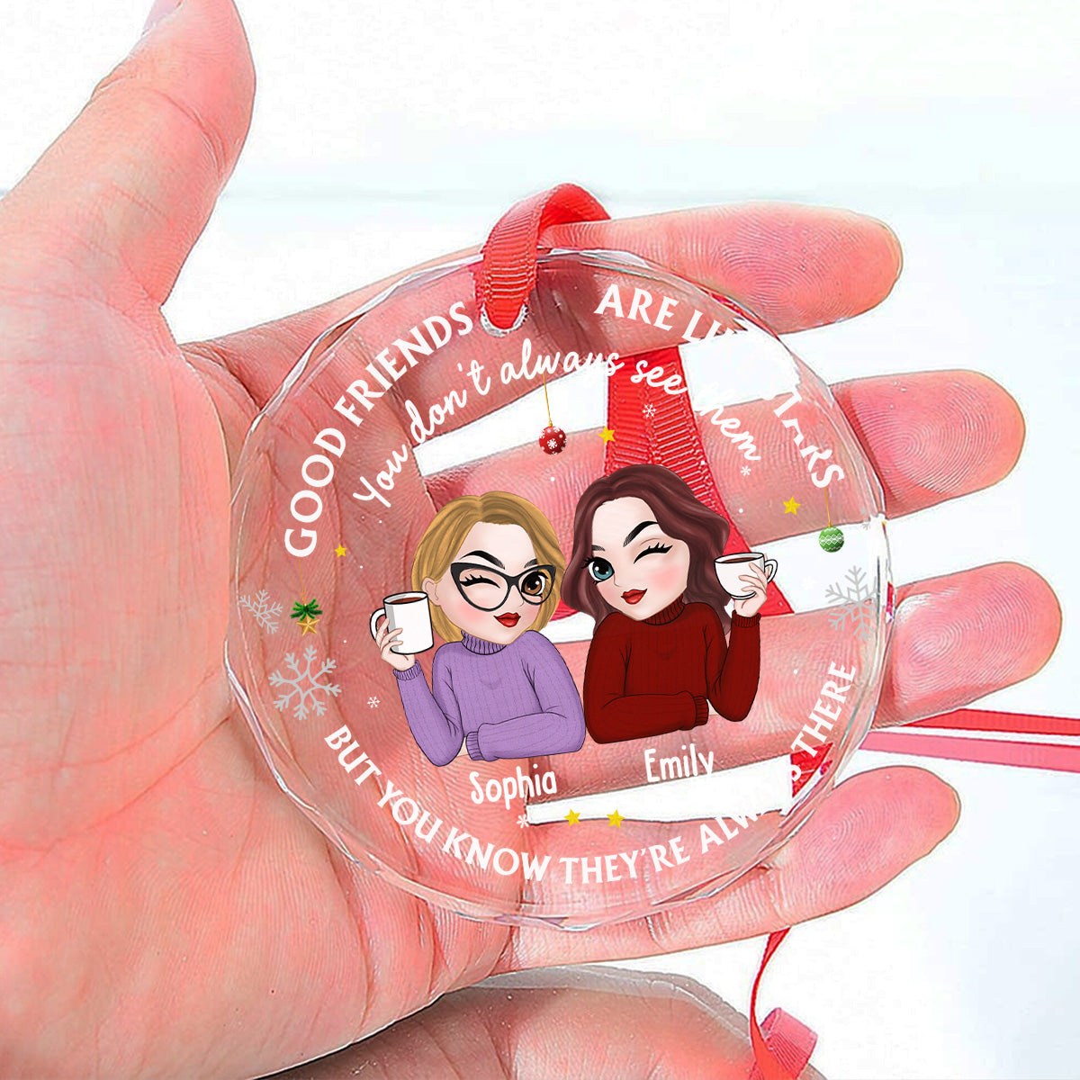 Friend Are My Star - Personalized Custom Glass Ornament