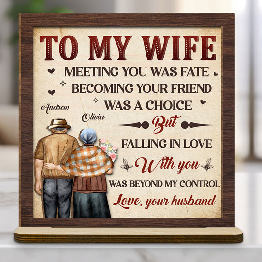 Fall In Love - Personalized Custom 2-Layer Wood Plaque With Flat Base