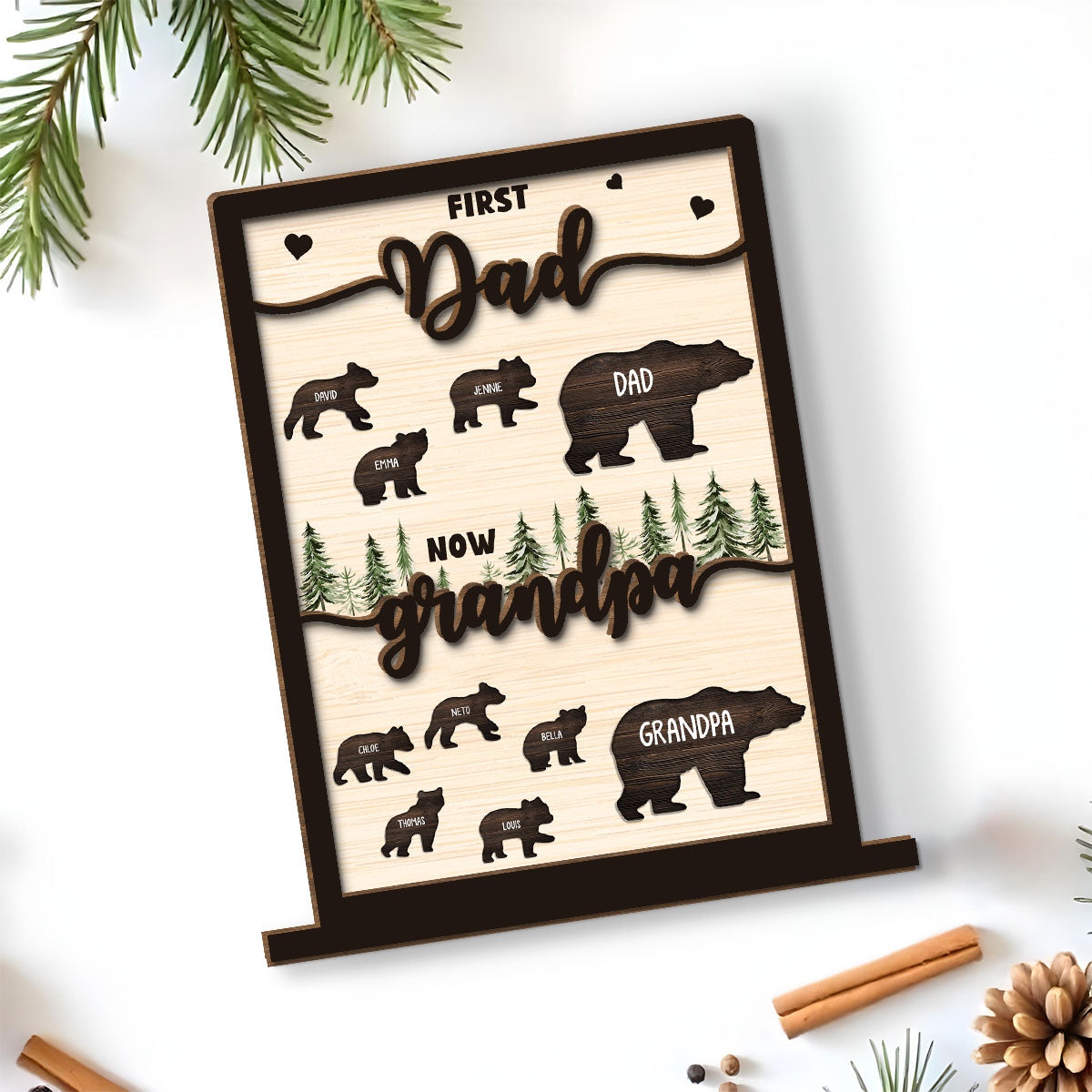 Was Dad Now Called Grandpa  - Personalized Custom 2-Layer Wood Plaque With Flat Base