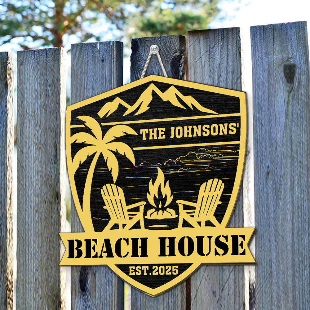 At The Beach House - Personalized Custom Wood Sign