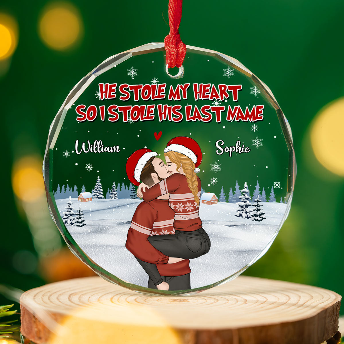 You Stole My Heart - Personalized Custom Glass Ornament