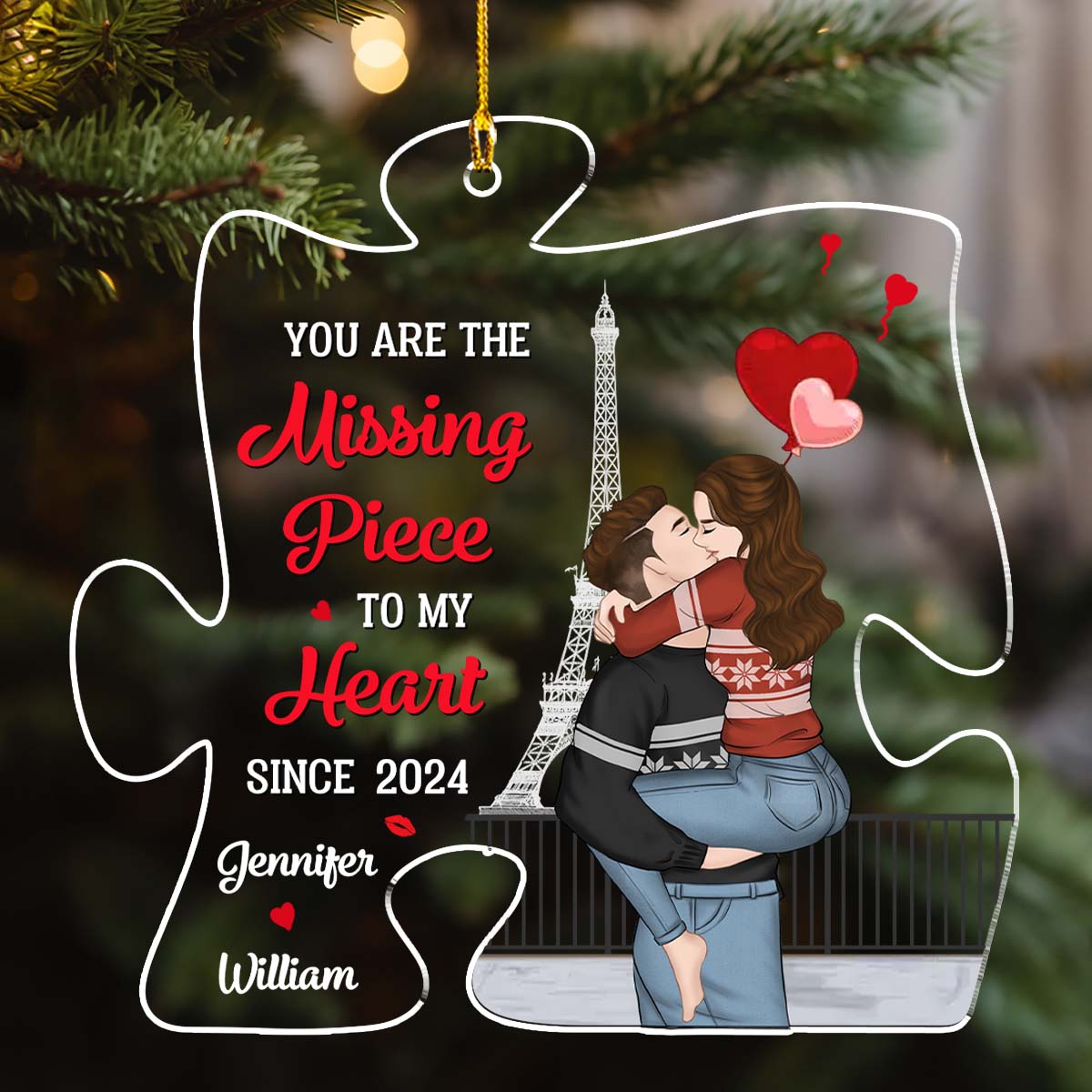 You Are The Missing Piece To My Heart - Personalized Custom Acrylic Ornament