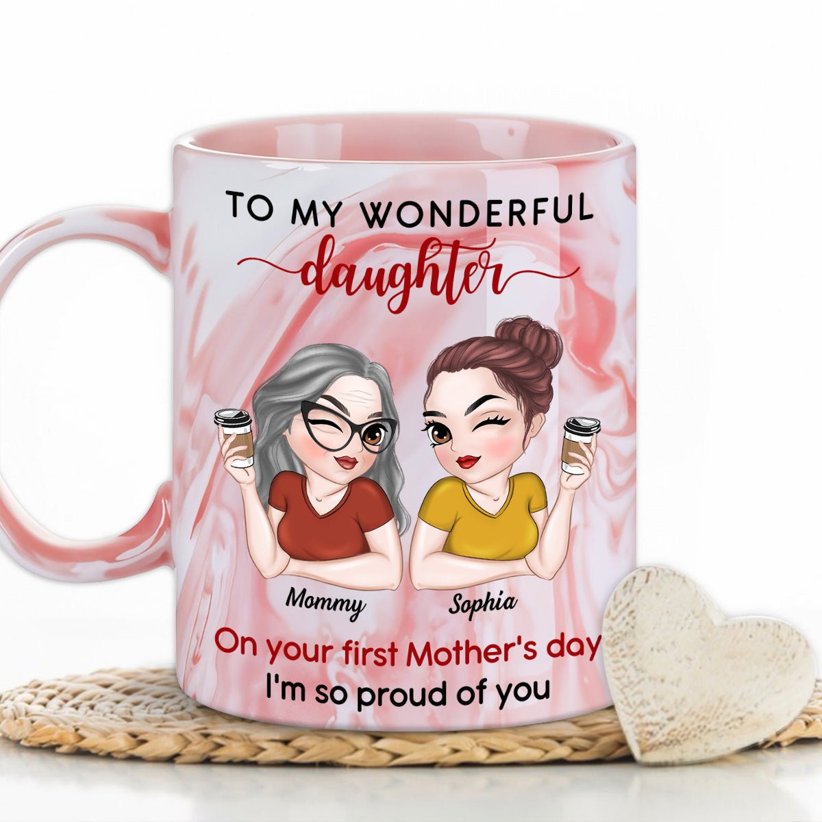 To My Amazing Daughter - Personalized Custom Pink Marble Mug