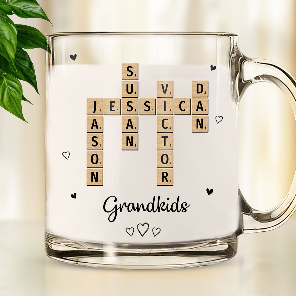 Grandkids Sisters Besties Coworkers Crossword Puzzle - Personalized Custom Glass Mug