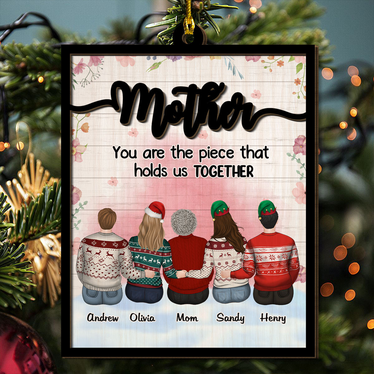 Mom Holds Us Together - Personalized Custom 2-layered Wood Ornament
