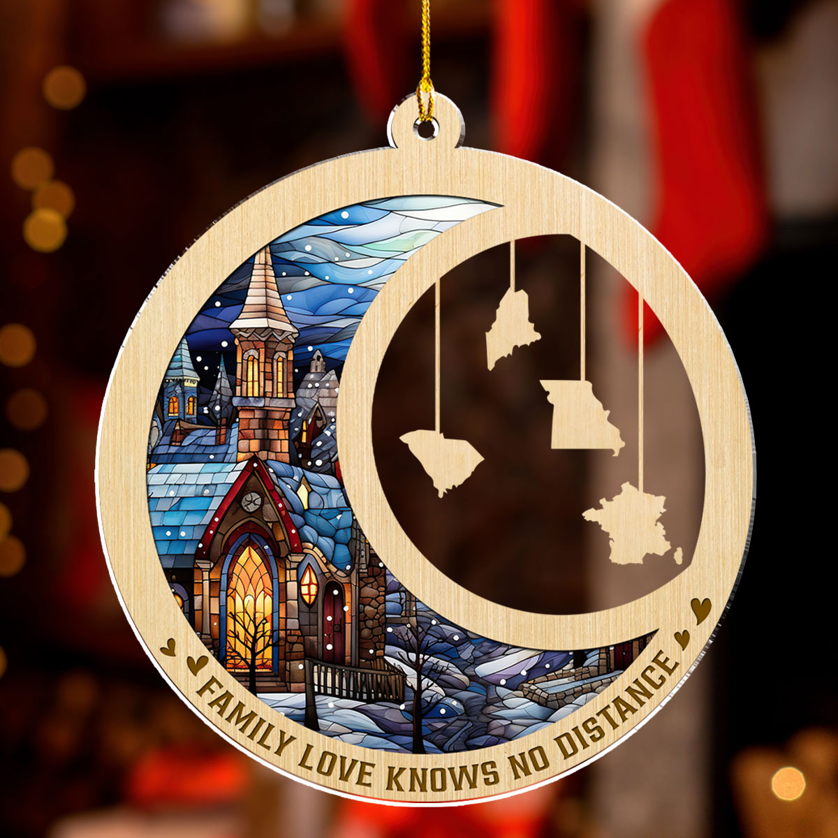 Family Love Knows No Distance Ver 2 - Personalized Custom Acrylic Ornament