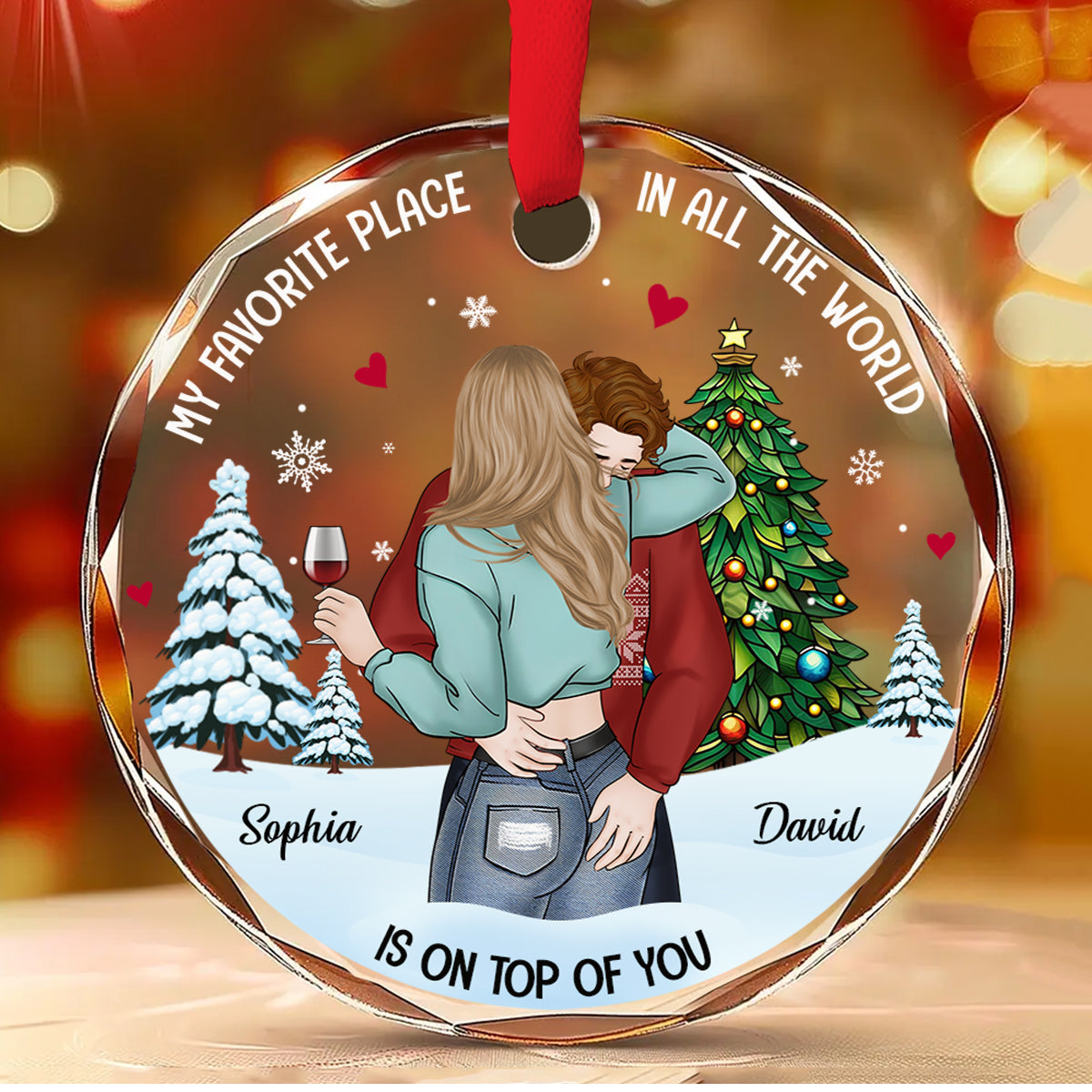 My Favorite Place - Personalized Custom Glass Ornament