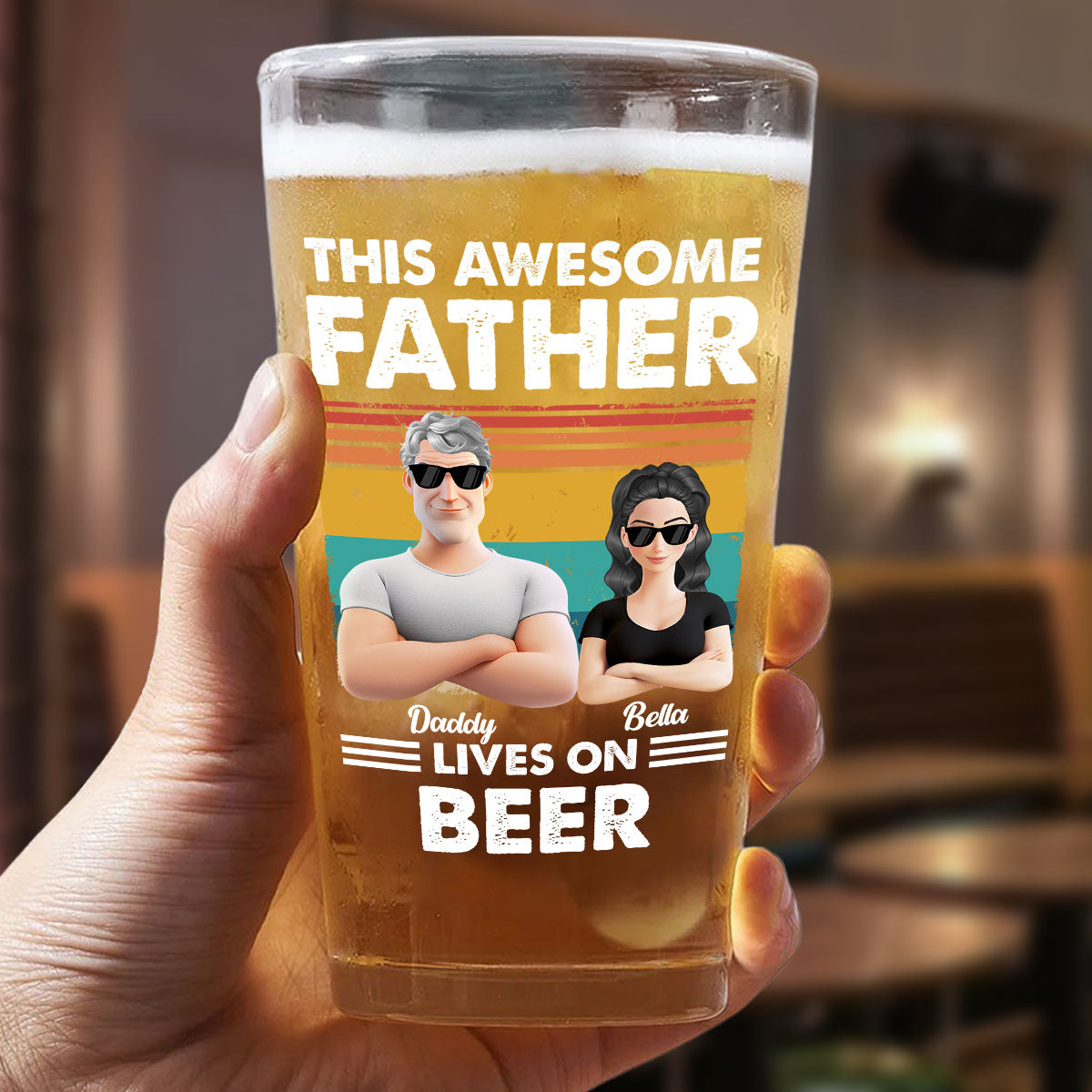 This Awesome Dad Lives On Beer - Personalized Custom Beer Glass