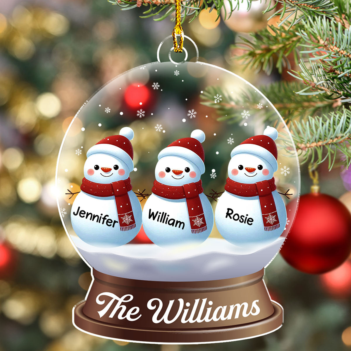 Snowman Family Christmas - Personalized Custom Acrylic Ornament
