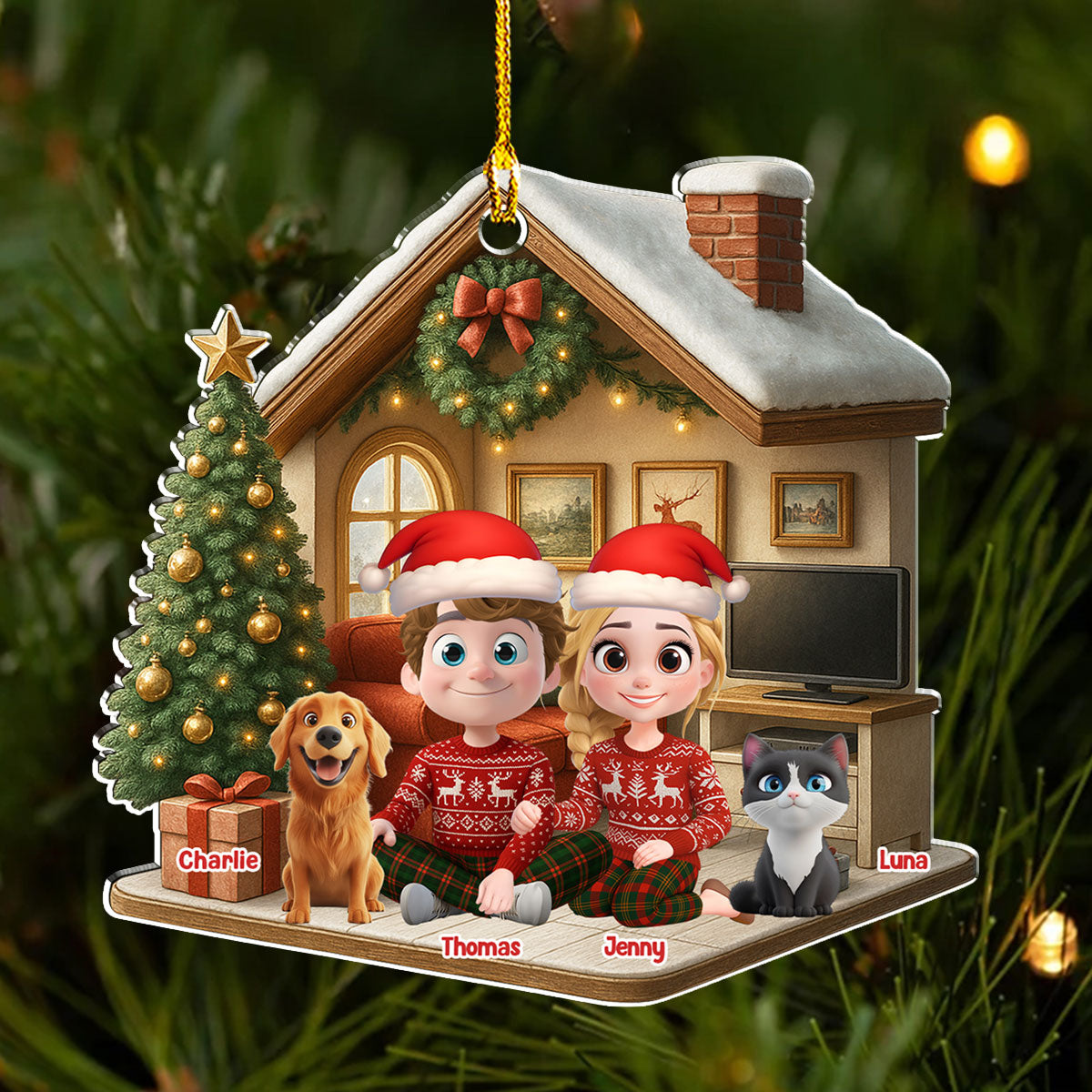 Under One Roof With Them - Personalized Custom 3D Effect Acrylic Ornament