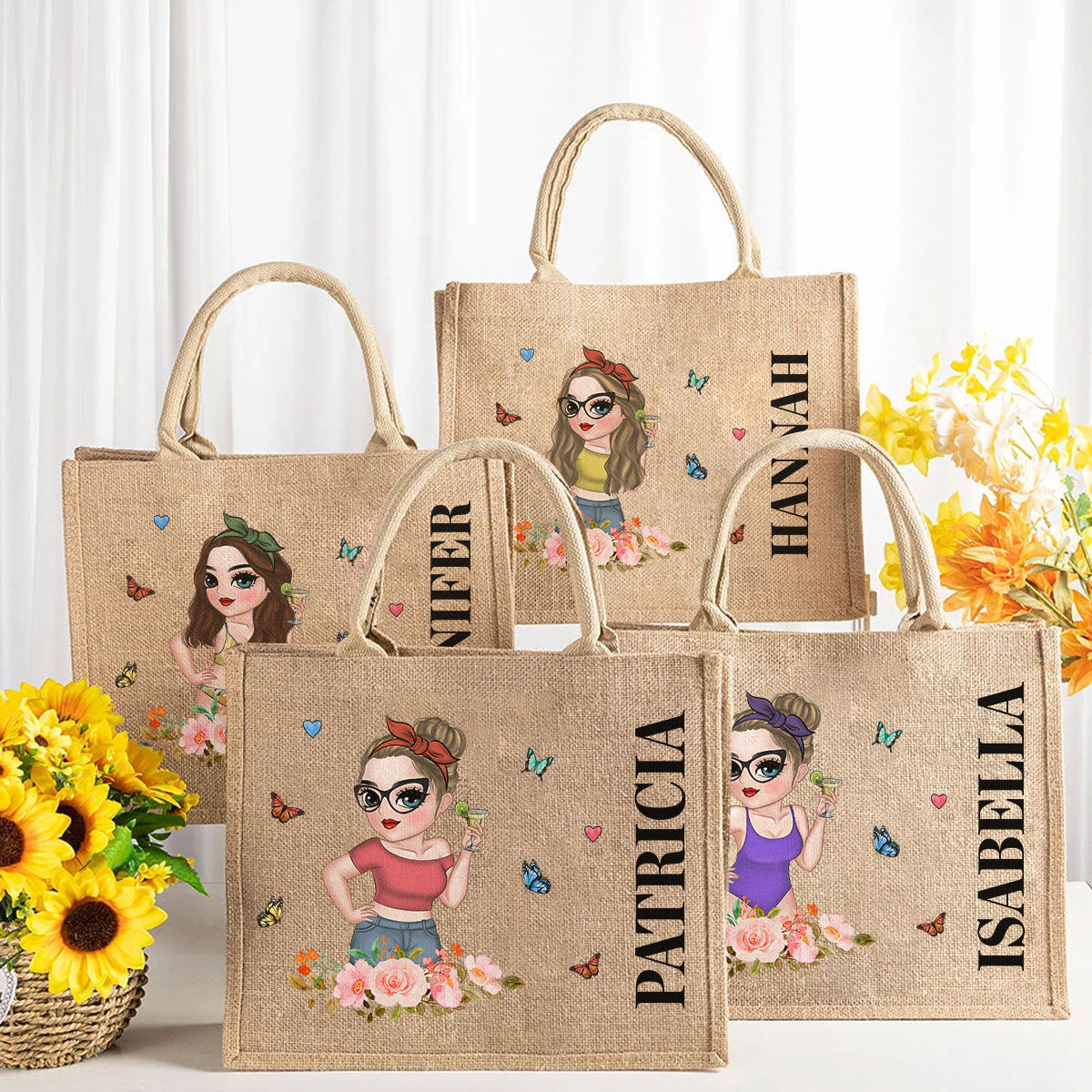 Lucky Girl - Personalized Custom Jute Tote Bag