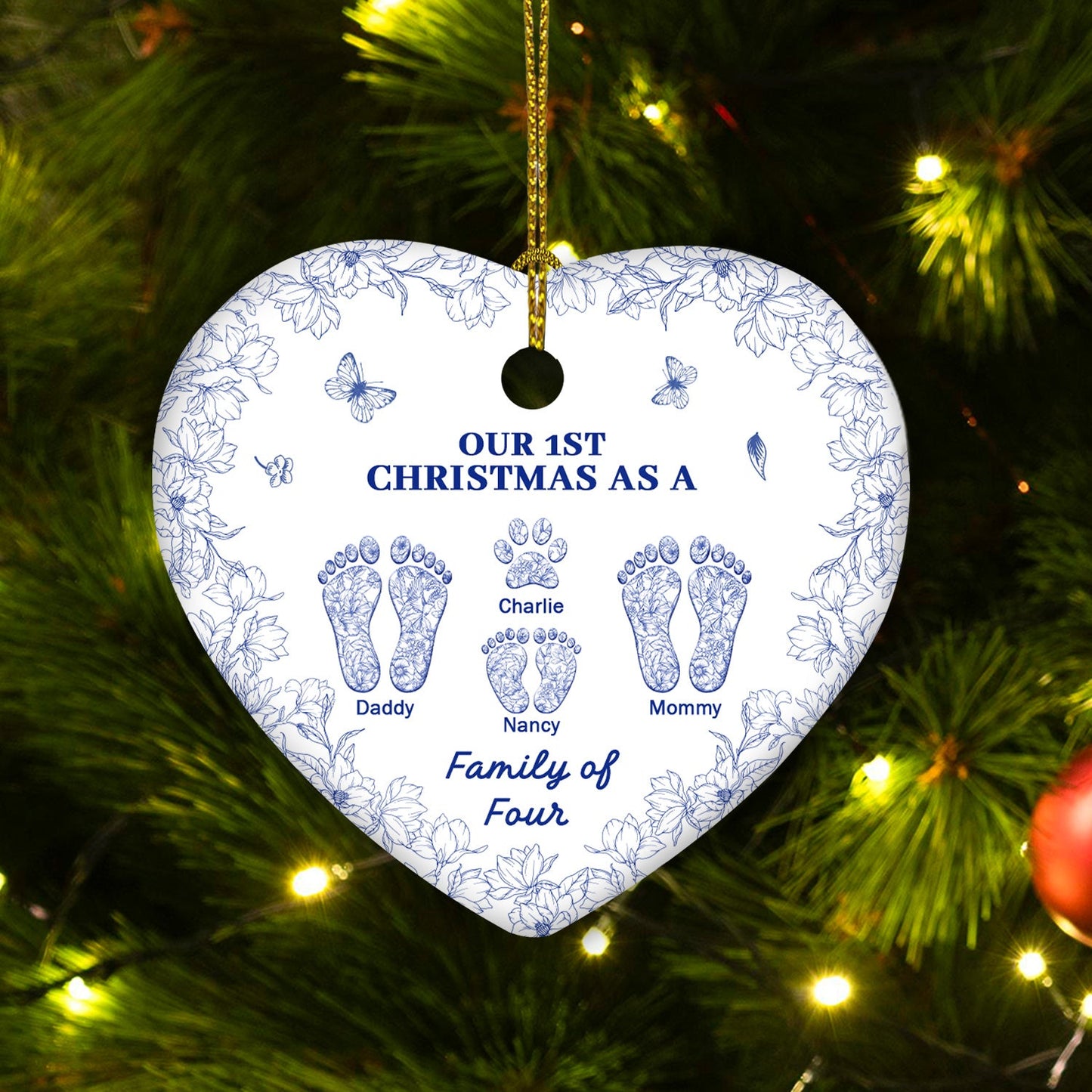 Grateful To Have Family - Personalized Custom Ceramic Ornament