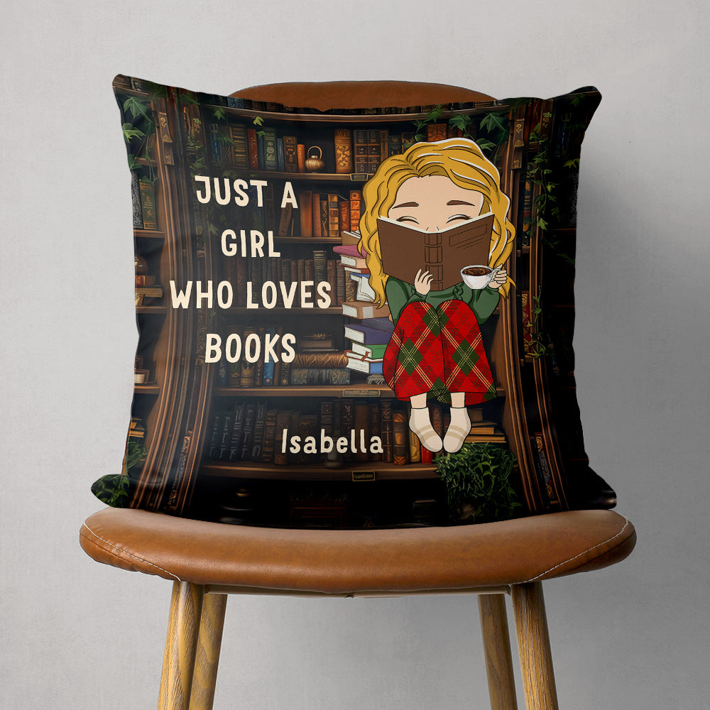 A Girl Obsessed With Books - Personalized Custom Throw Pillow